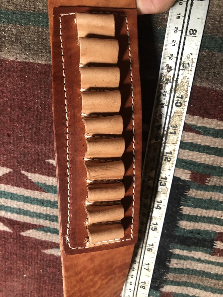 Porta cartuchos bandolera de cuero tostado 357 Magnum y 38 bucles Spcl sin funda Foto 3 de 4