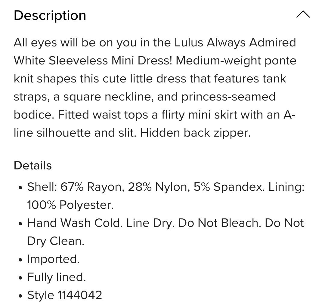 LULUS Always Admired White Sleeveless Mini Dress Size MEDIUM**NWOT*