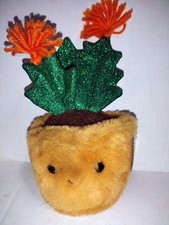 FAO Schwarz Sparklers Leaf Cactus Plush 7" Stuffed Toy Soft Glitter Plant New