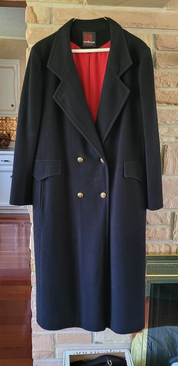 Montello MacKintosh Vintage Long Double Breasted Blk Wool Coat