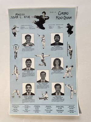Rare 1980s Original Vintage Poster MASTER JOHN C KIM Martial Arts CHUNG MOO QUAN