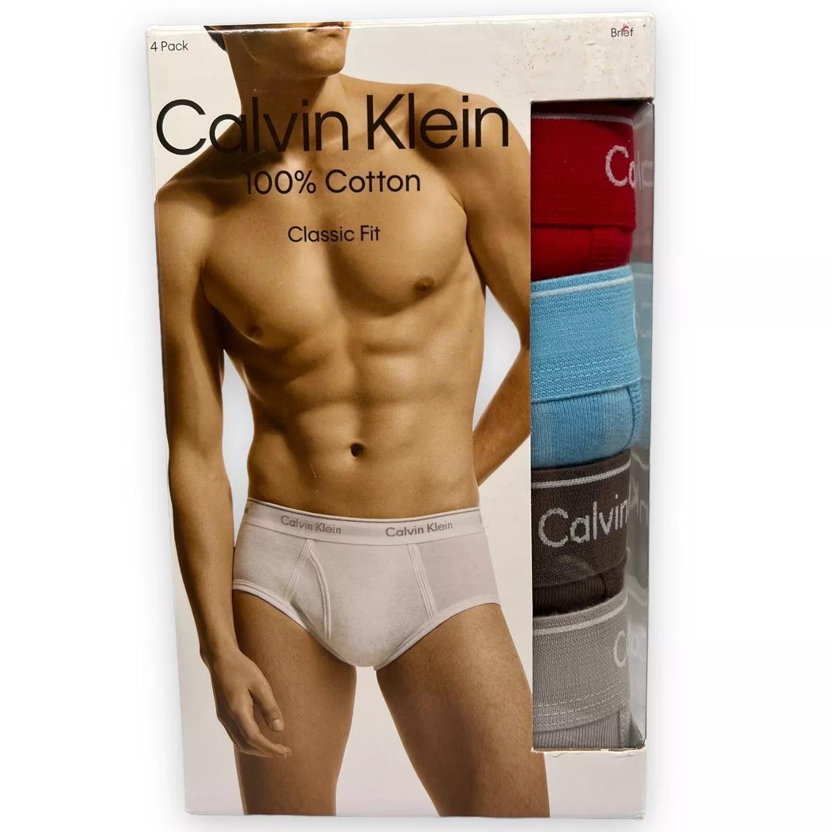 NEW 4 Pack Calvin Klein Men's 100% Cotton Briefs Classic Fit