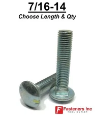 7/16-14 Carriage Bolts Zinc Plated "Coach Screws" 7/16"-14 (CHOOSE LENGTH)