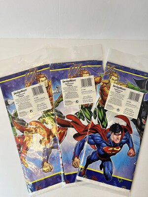 Justice League DC Comics 54''x96'' Paper Tablecloth Designware 3 Count NIP