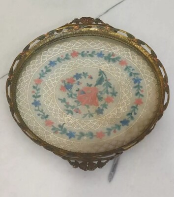 Vintage Lace Glass Tray, Dressing Table Tray, Petit Point, embroidery | eBay Vintage Lace Glass Tray, Dressing Table Tray, Petit Point, embroidery | eBay