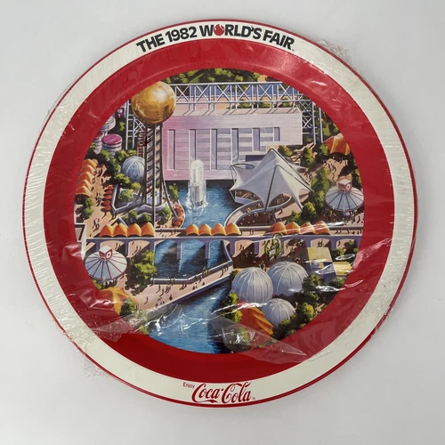 Vintage 1982 Enjoy Coca-Cola World's Fair Knoxville Tennessee 12" Metal Tray