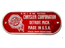 Manufacturers Aluminum Firewall Data Plate 1940- 1956 Chrysler