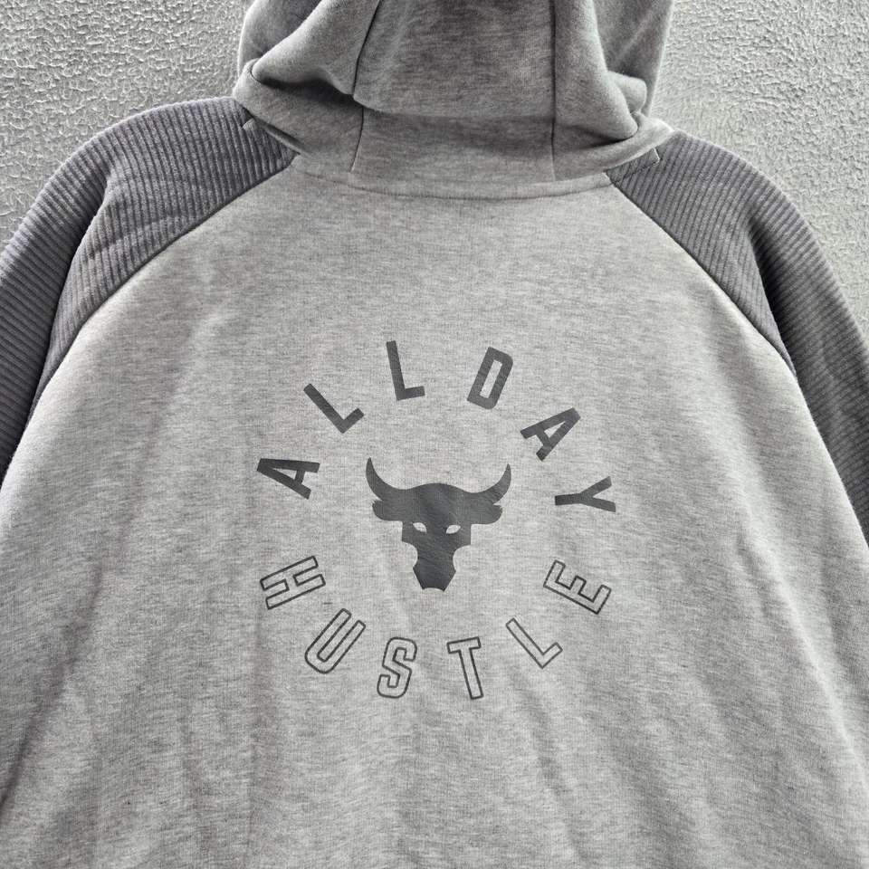 Project Rock x Under Armour 女式运动衫大号灰色连帽衫全天喧嚣 — 第 2/4 张图片