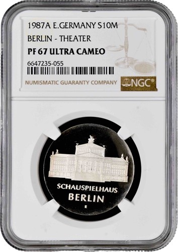GERMANY , SILVER 5 MARKS 1968-J RAIFFEISEN PCGS PR 67 CAM ( 16