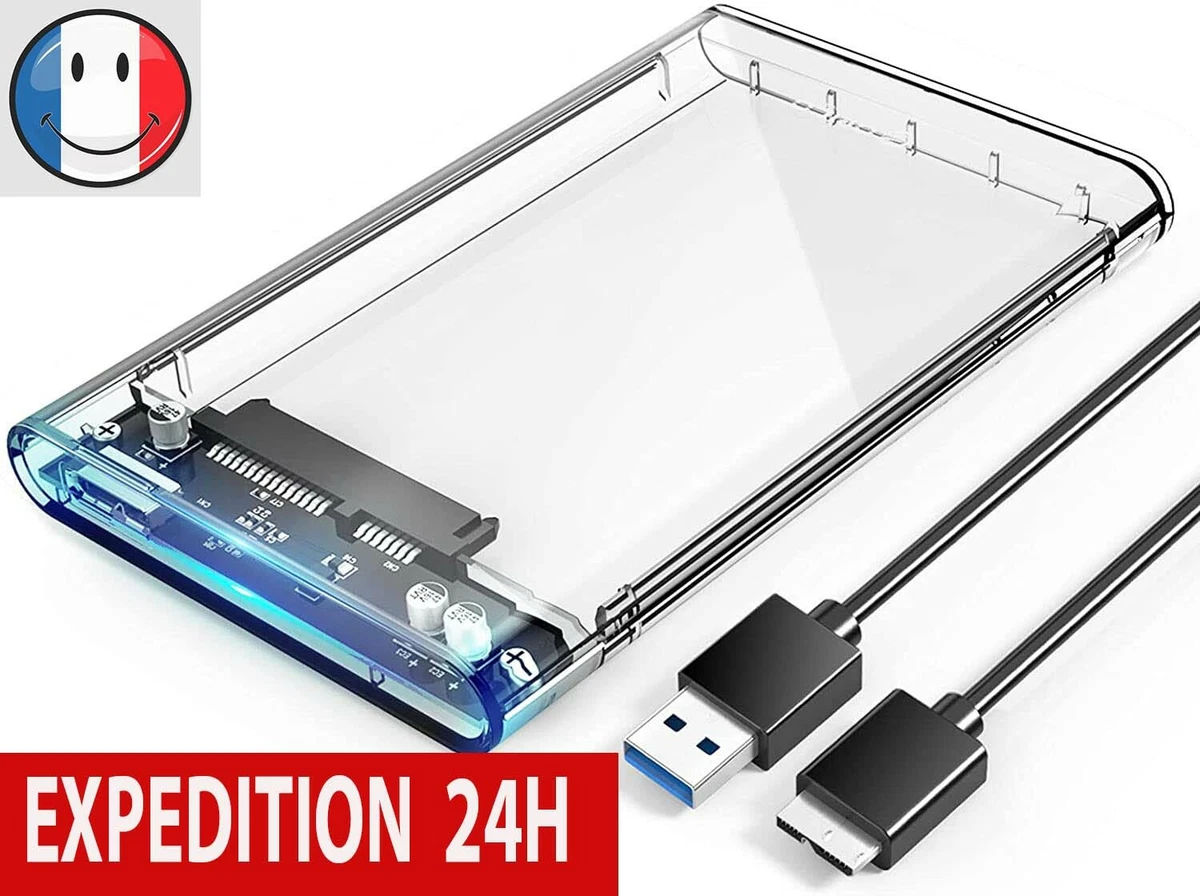 Boîtier Externe Pour Disque Dur 2.5" USB 3.1 Type C Transparent - Compatible Jusqu'à 4 To - UASP III - Pour Ordinateur Portable Et Bureautique - 7