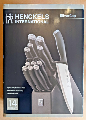 HENCKELS Silvercap 14-Piece Knife Block Set - Black, Stainless Steel