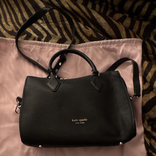 kate spade new york Black Pebbled Medium Satchel Zip Gold Hardware Detach Strap
