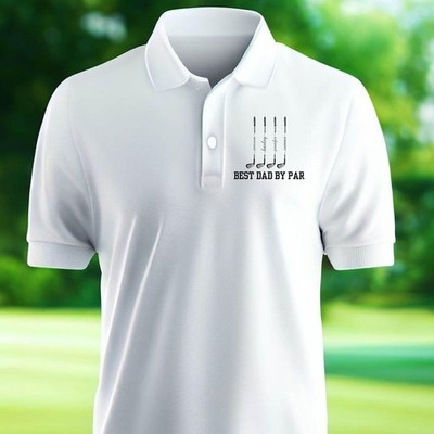 Custom Best Dad By Par With Kids Names Golf Polo Shirt, Papa Gift - All Print