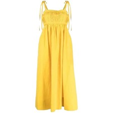 Ulla Johnson 10 Laetitia Tie Strap Cotton Linen Women’s Dress Sunsprite Yellow
