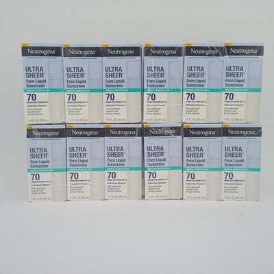 Lot of 12 Neutrogena Ultra Sheer Mineral Face Liquid Sunscreen SPF 70 1.4oz