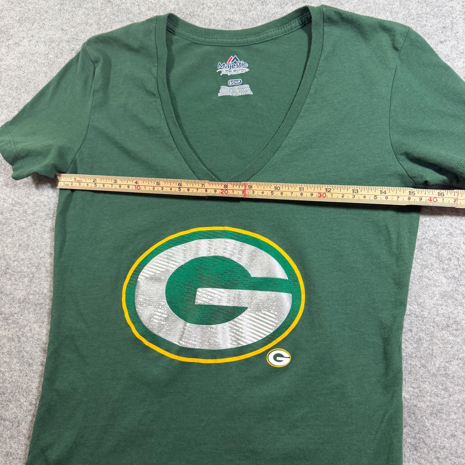 Majestic Green Bay Packers V Neck T Shirt Womens S Green Cotton Slim Fit NFL thumbnail 6
