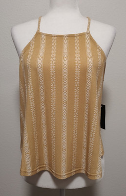 Fifty Street Mustard Yellow White Spaghetti Strap Tank Top Size Medium