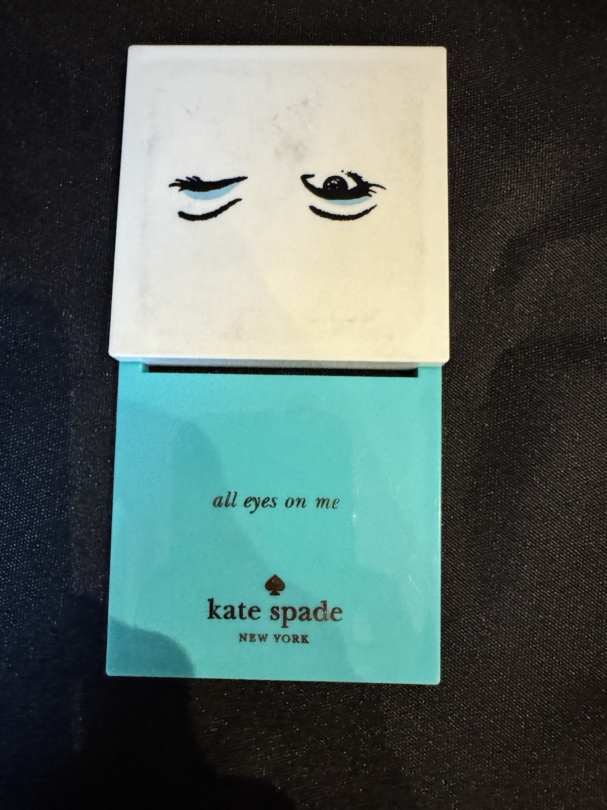 Vintage RARE Kate Spade New York Blue White Compact MakeUp Mirror All Eyes On Me thumbnail 3