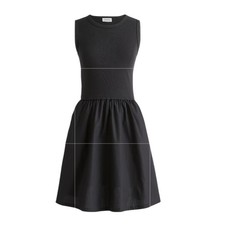 NEW J. CREW Factory Knit mixy mini dress black ribbed tank poplin skirt size XXS