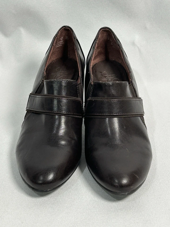 LifeStride Mujer Talla 7.5M Marrón Sin Cordones 2” Tacón Shooties, Plantilla Cojín Foto 2 de 4