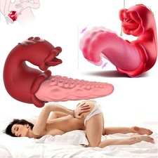 Oral Clit Licking Tongue Vibrator G-Spot Plug Dildo Vibrating Sex Toys For Women
