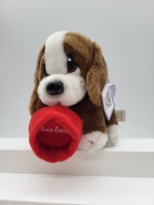 Vintage Sad Sam Applause Bassett Hound w/ Food Bowl & Hang Tags Plush Dog 7”