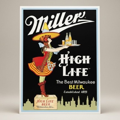 Miller Beer Server Metal Wall Sign