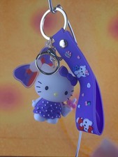 New Hello Kitty PVC 3D Backpack Purse Charm Keychain Purple Dress With Polka-Dot