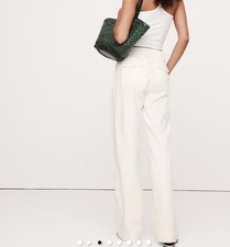 BANANA REPUBLIC THE EVERYDAY WIDE-LEG LINEN PANT NWT SIZE 12 WHITE