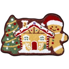 Christmas Gingerbread House Bath Mat 20x32 Inch, Winter Soft and Absorbent Tu...