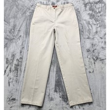 Vintage Eddie Bauer Pants Womens 14 Tan Khaki Comfort Waist High Rise Tapered