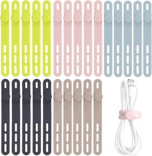 Oligei 25 Pcs Silicone Cable Ties, Cable Ties Reusable, High Elasticity Cord Wra