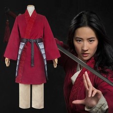 Mulan Movie Cosplay Costume Ancient Chinese Red Hanfu Outfit Performance Gift