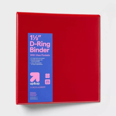 4 pack 1.5'' 3 D Ring Binder Clear View Red 375 Sheet Capacity 4 Internal Pockets