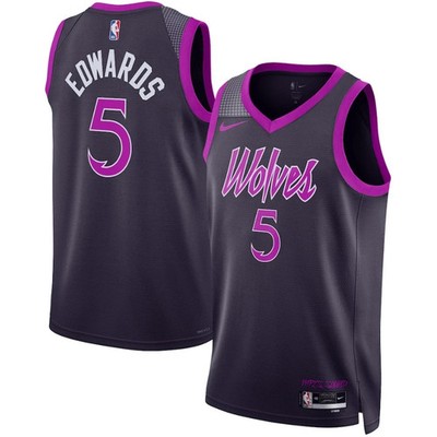Anthony #5 Edwards 2025/26 City Edition Swingman Purple Stitched Jersey MEN