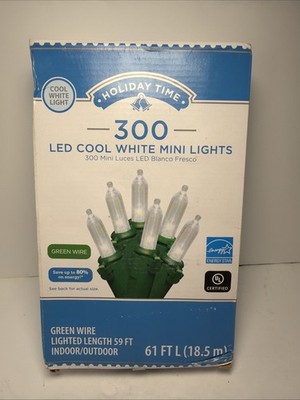 Holiday Time 300 Cool White LED Mini Lights   Indoor/Outdoor String Lights, NEW 