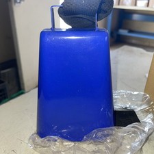 New Large Sporting Event Metal 7" BLUE Cowbell Strap Cow Bell