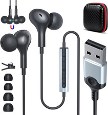 USB Headset with Microphone for PC 7.5 Ft Cable, USB A Headphones for Computer,