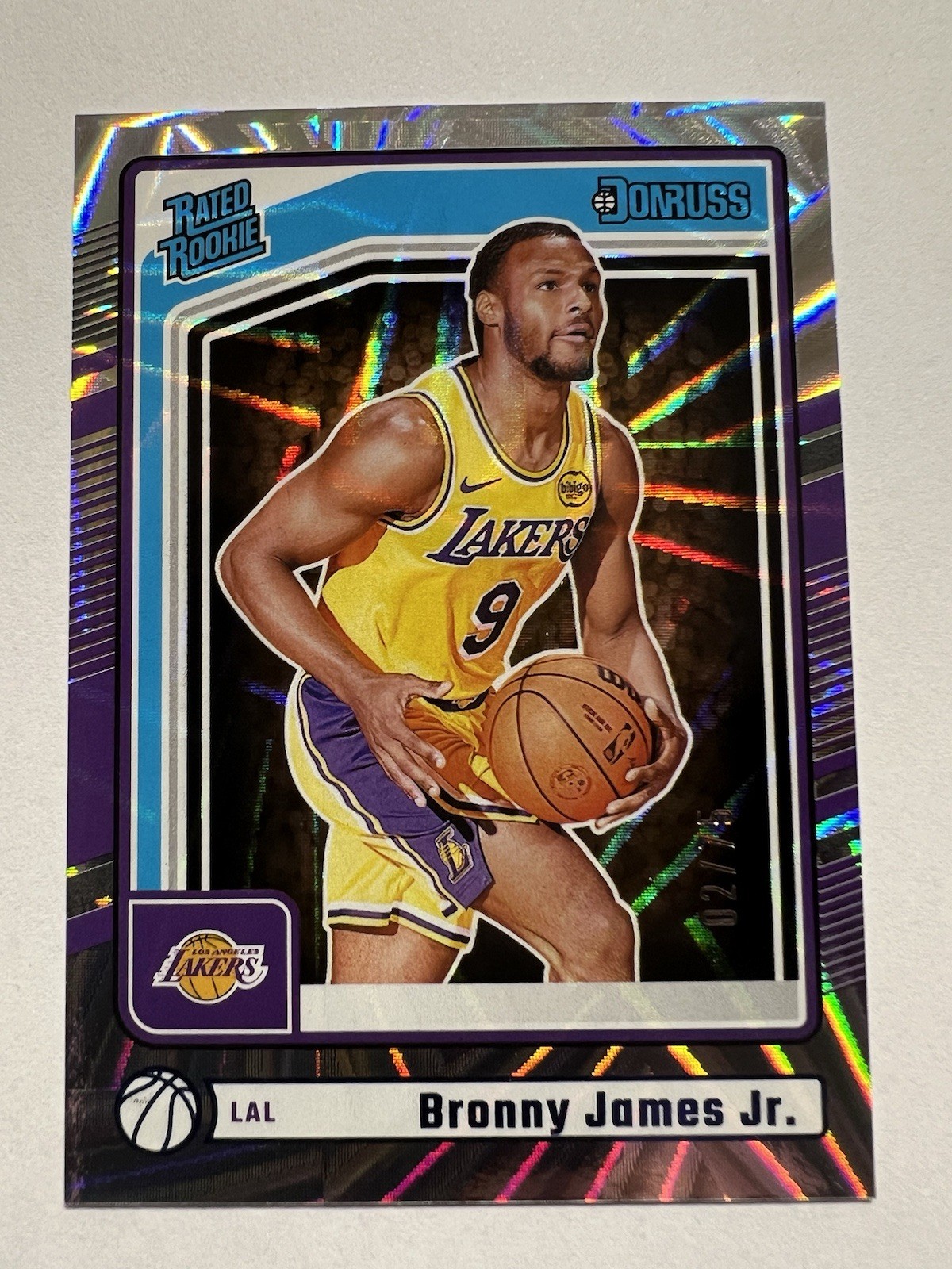2024-25 Panini Donruss Bronny James /75 Rated Rookie Wedge Blue RC #243 Lakers