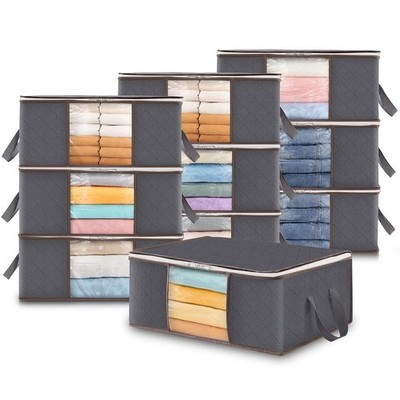 Aufbewahrungsbox 35L 10er Set mit Sichtfenster faltbar für Kleidung stapelbar