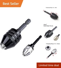 2Pcs Keyless Drill Chuck Adapter Set - 1/4'' Hex Shank, 0.6-8mm & 0.3-3.6mm