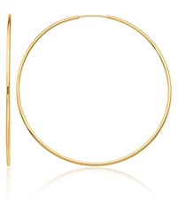 10K Solid Yellow Gold Endless Round Large Hoop Earrings