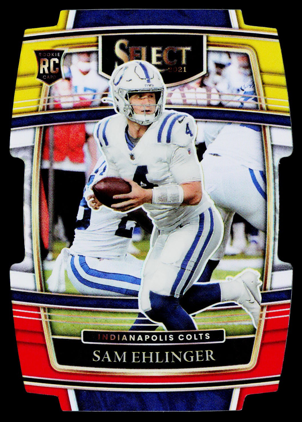 Sam Ehlinger 2021 Panini Select Red and Yellow Prizm Die Cut #98 RC Colts