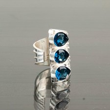 London Blue Topaz Gemstone 925 Sterling Silver Handmade Jewelry Ring Gift