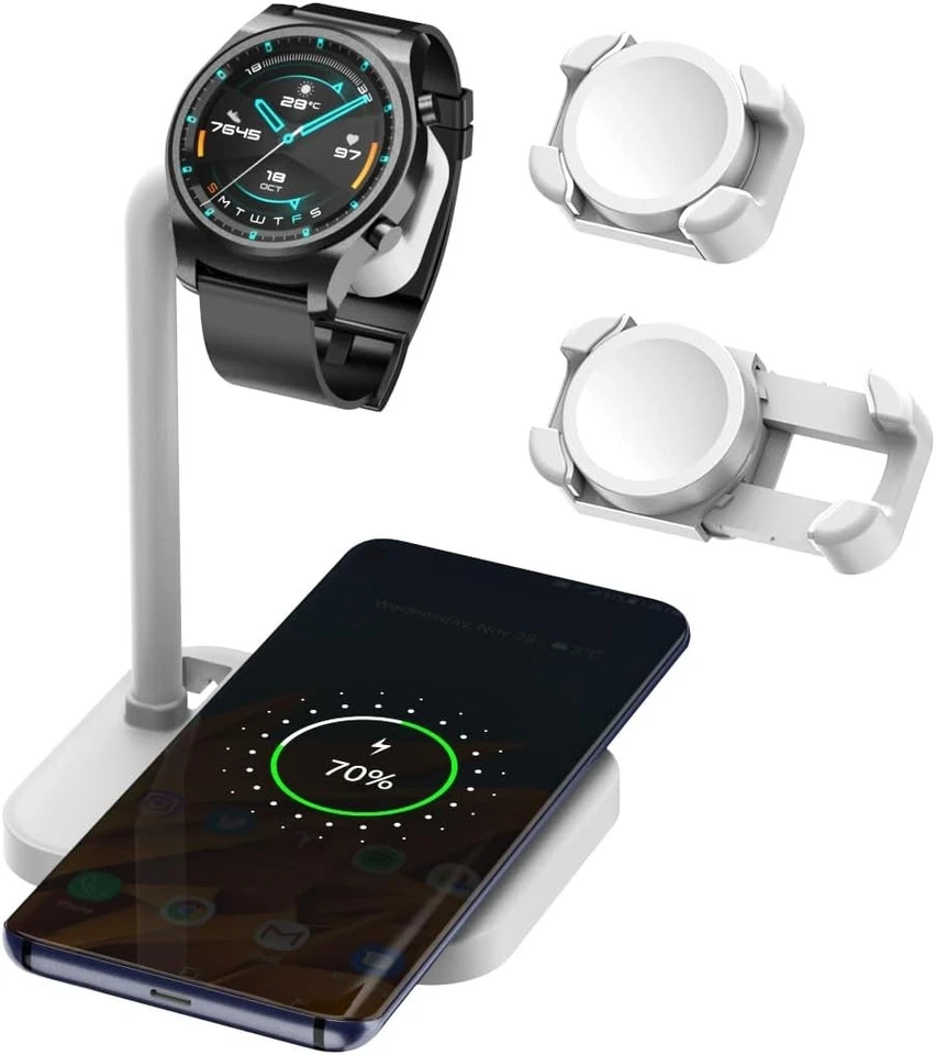 Elegant 2 in 1 Wireless Charger Dock for Smartwatches & Qi Devices - Compact - Image 3 of 4