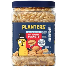 PLANTERS Lightly Salted Dry Roasted Peanuts, Party Snacks, Plant-Based Protein,