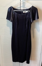 Eliza J Scoop Neck Flutter Sleeve Navy Velvet Sheath Dress Knee Length Size 6