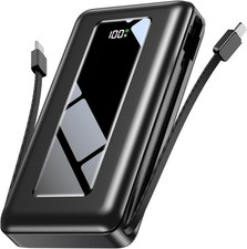 50000mAh Portable Charger Power Bank, Fast Charging with Built in Cables