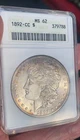 1892 CC Morgan Silver Dollar MS 62 Carson City Coin