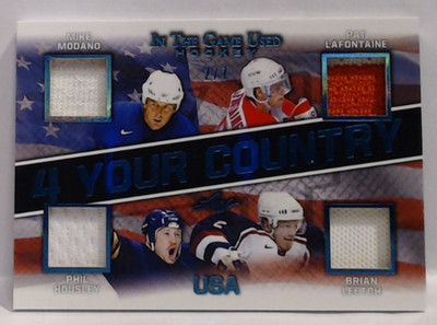 2020 LEAF ITG 4 YOUR COUNTRY MODANO LAFONTAINE HOUSLEY LEETCH PATCH BLUE 2/7